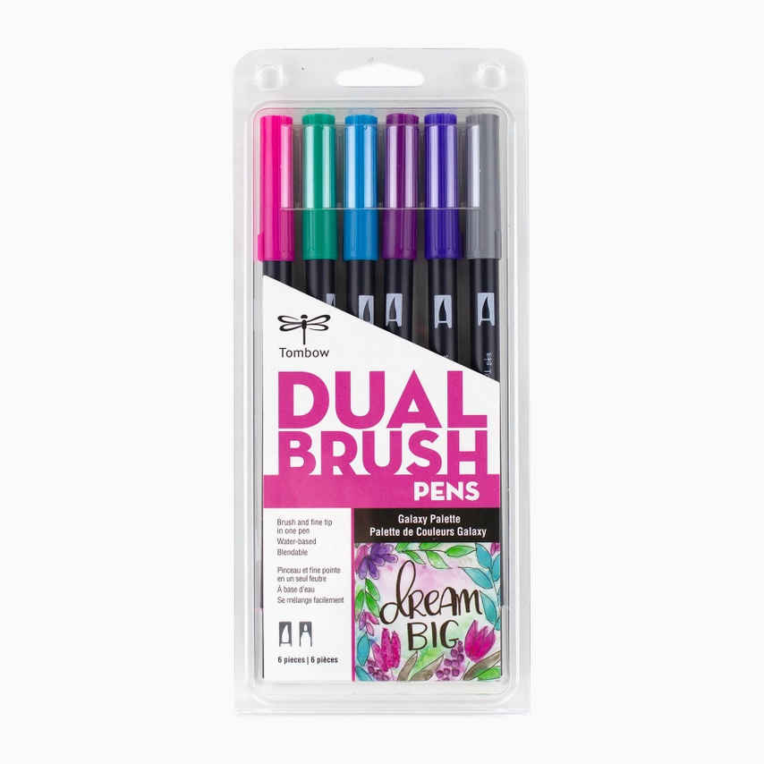 Tombow Dual Brush Pen Art Markers, Galaxy, 6-Pack