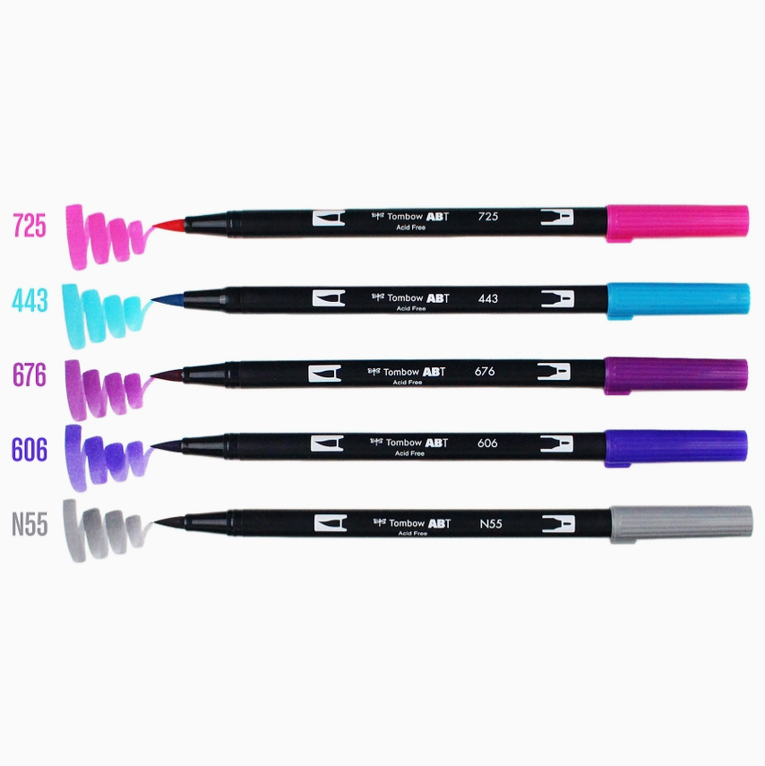 Tombow Dual Brush Pen Art Markers, Galaxy, 6-Pack