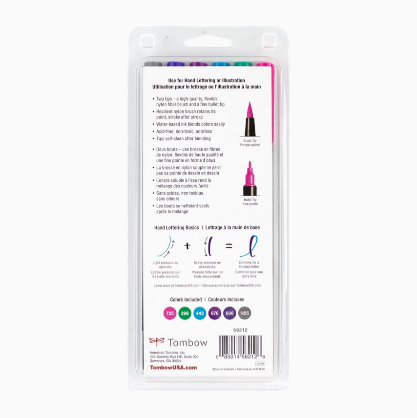 Tombow Dual Brush Pen Art Markers, Galaxy, 6-Pack